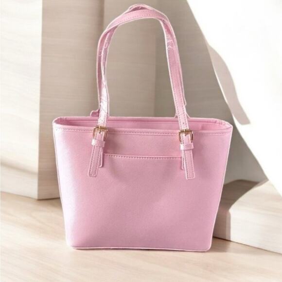 Valentino Orlandi Pink Vegan Leather Tote Bag Purse Wallet Set NWT - Picture 7 of 10